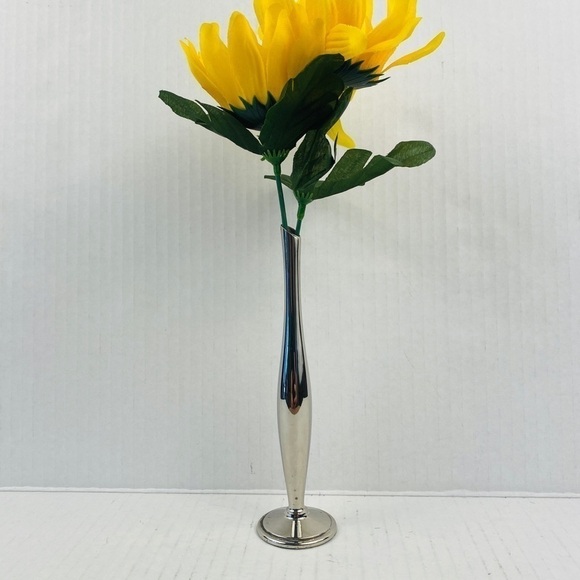 Silver vase Bud vase silver tone slim curved thin flower flowers floral - Picture 2 of 11